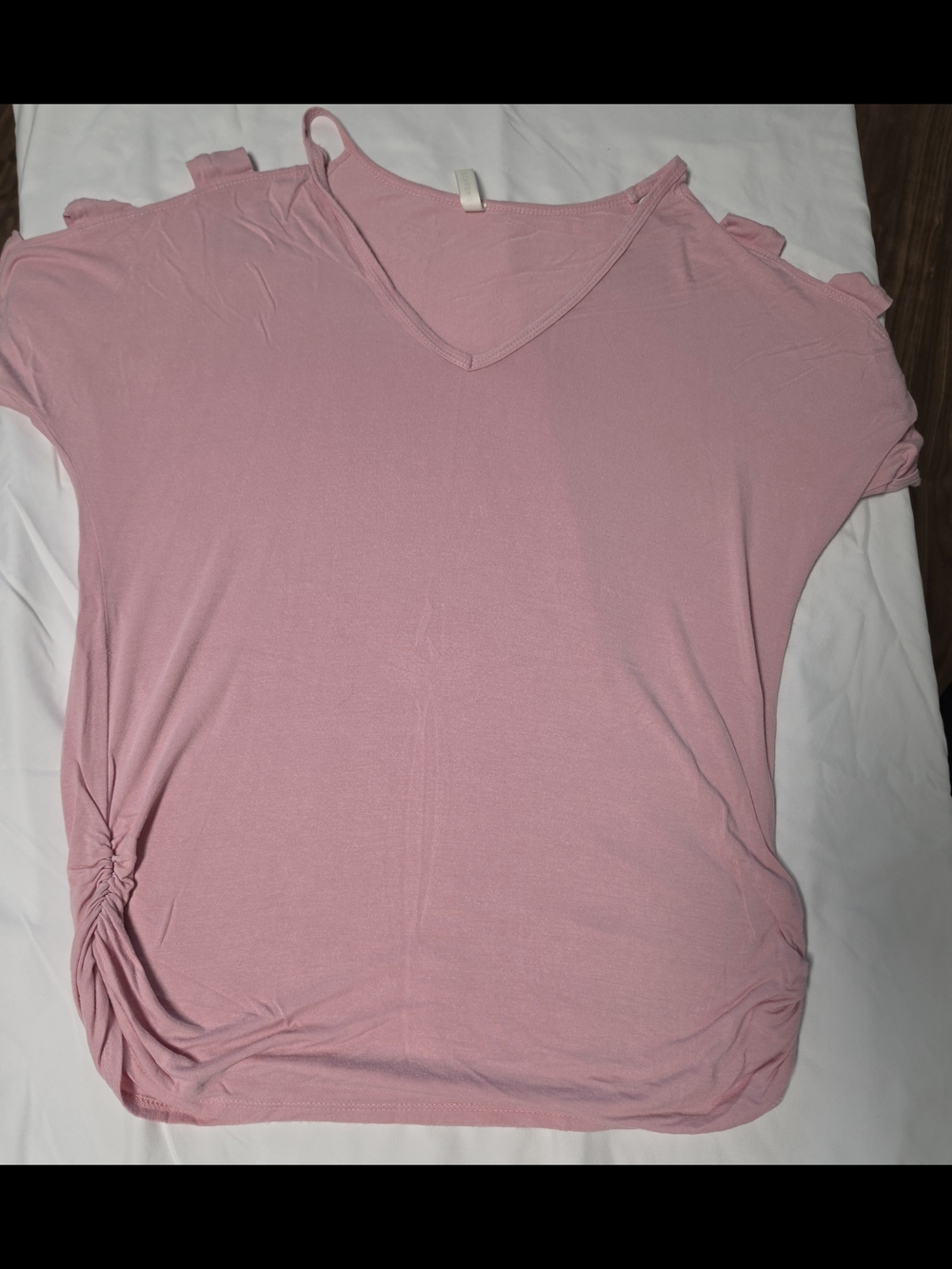 Women's Pink V-Neck Cold-Shoulder Top